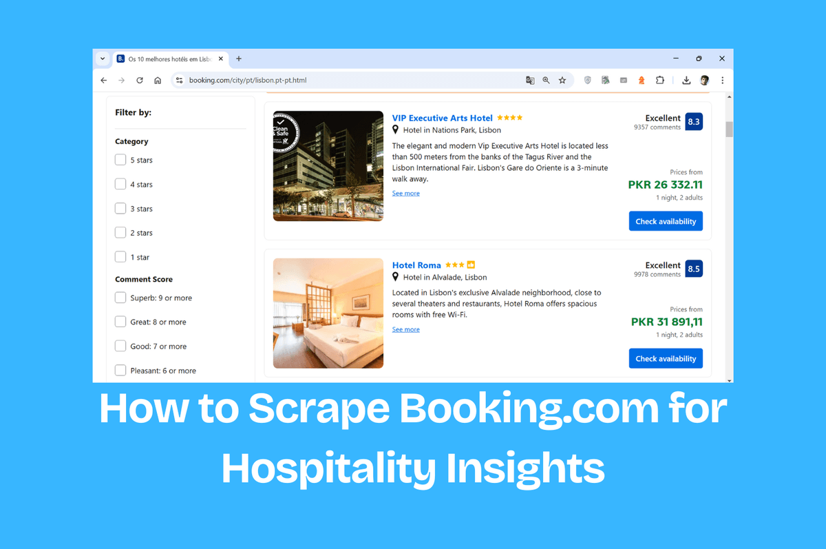 Scraping Booking.com data using ScrapeMentor