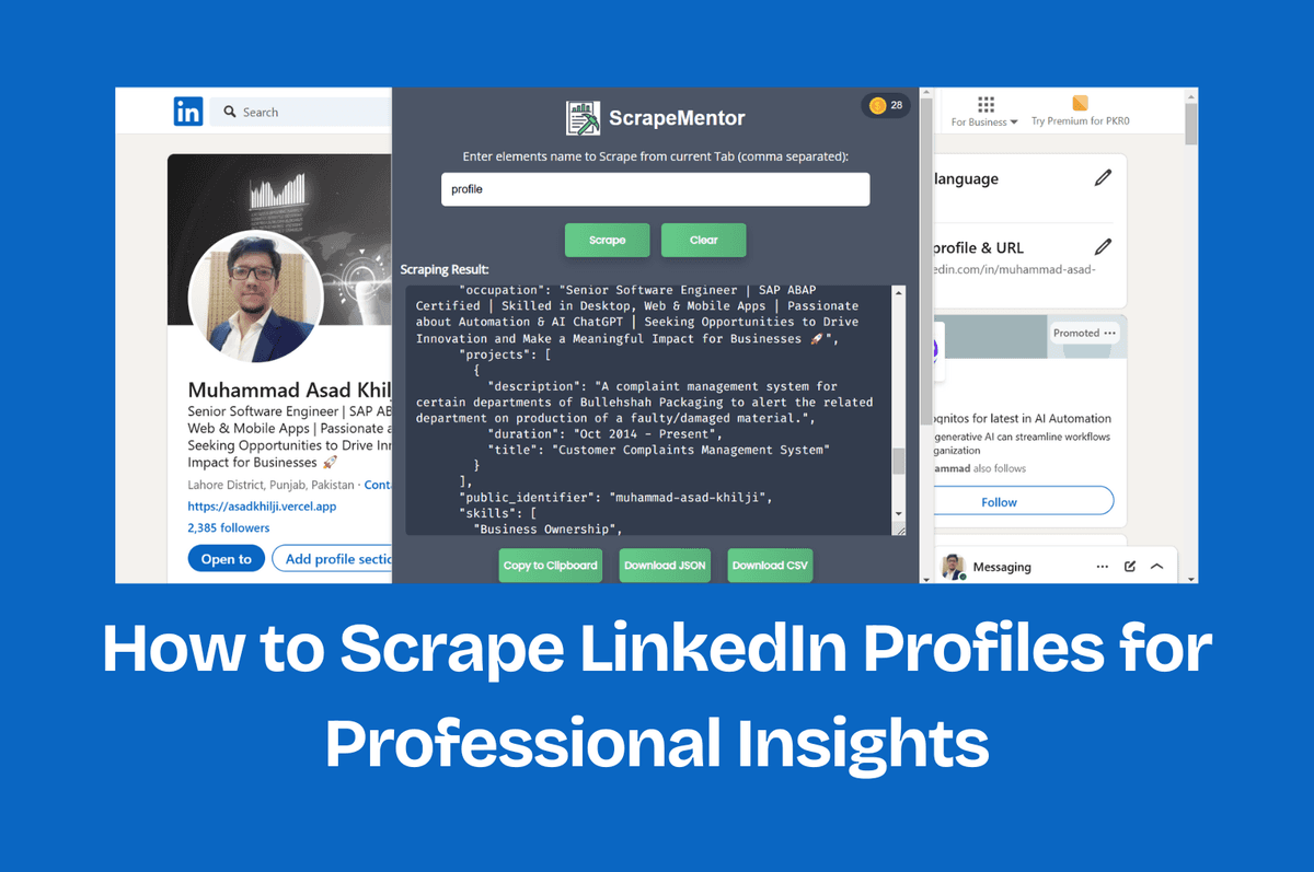 Scraping LinkedIn profiles using ScrapeMentor