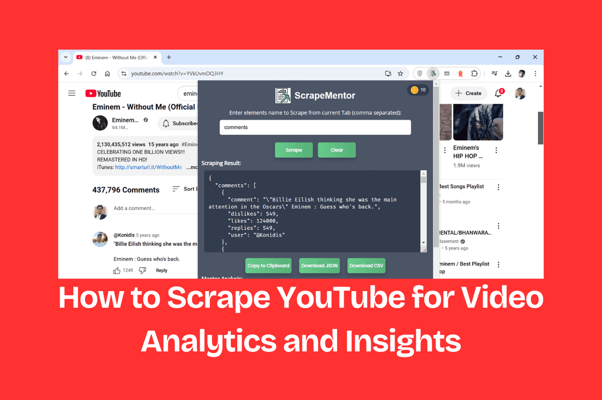 Scraping YouTube analytics using ScrapeMentor